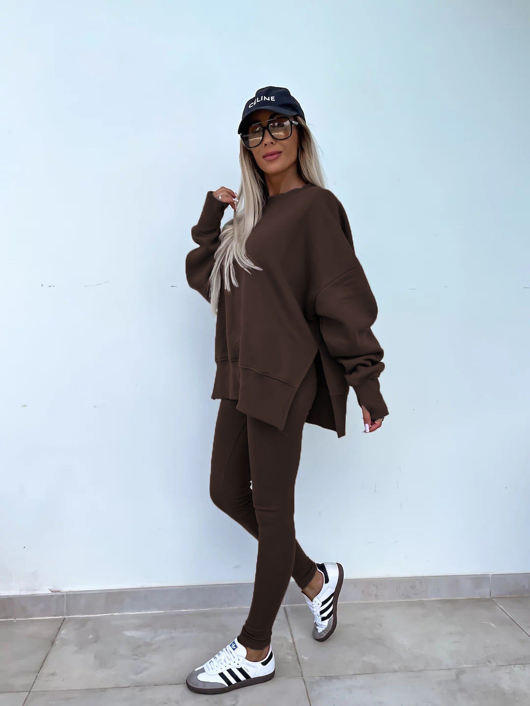Women's Spring and Autumn Sports Hoodie Long Sleeve Solid Color Hoodie Casual Set Yoga Two Piece Set Outdoor Running Fitness Set