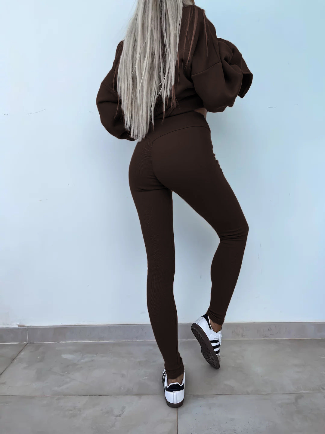 Women's Spring and Autumn Sports Hoodie Long Sleeve Solid Color Hoodie Casual Set Yoga Two Piece Set Outdoor Running Fitness Set
