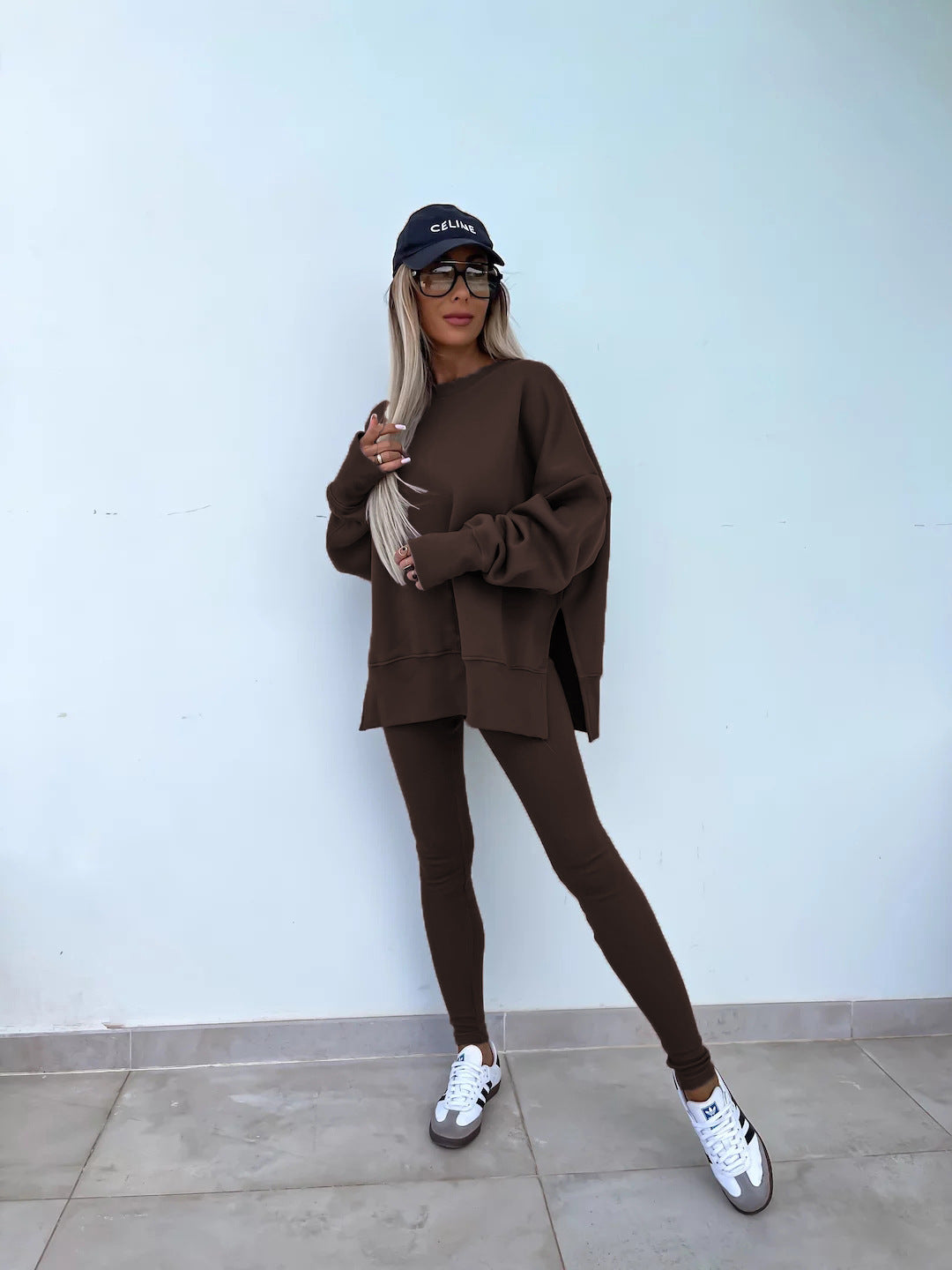 Women's Spring and Autumn Sports Hoodie Long Sleeve Solid Color Hoodie Casual Set Yoga Two Piece Set Outdoor Running Fitness Set