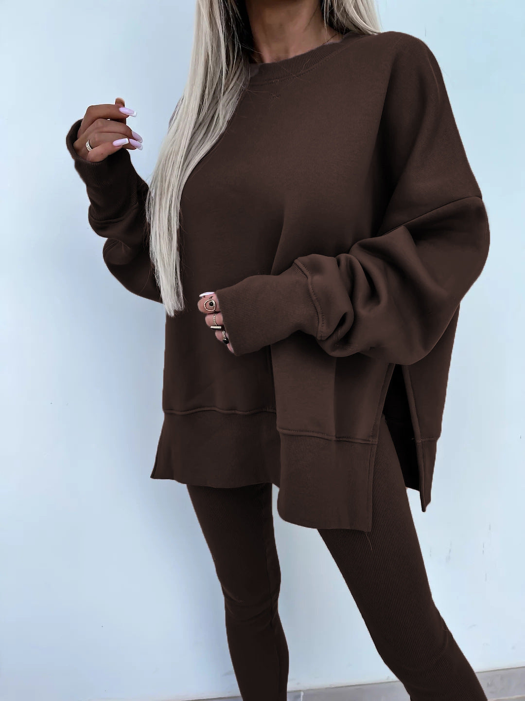 Women's Spring and Autumn Sports Hoodie Long Sleeve Solid Color Hoodie Casual Set Yoga Two Piece Set Outdoor Running Fitness Set
