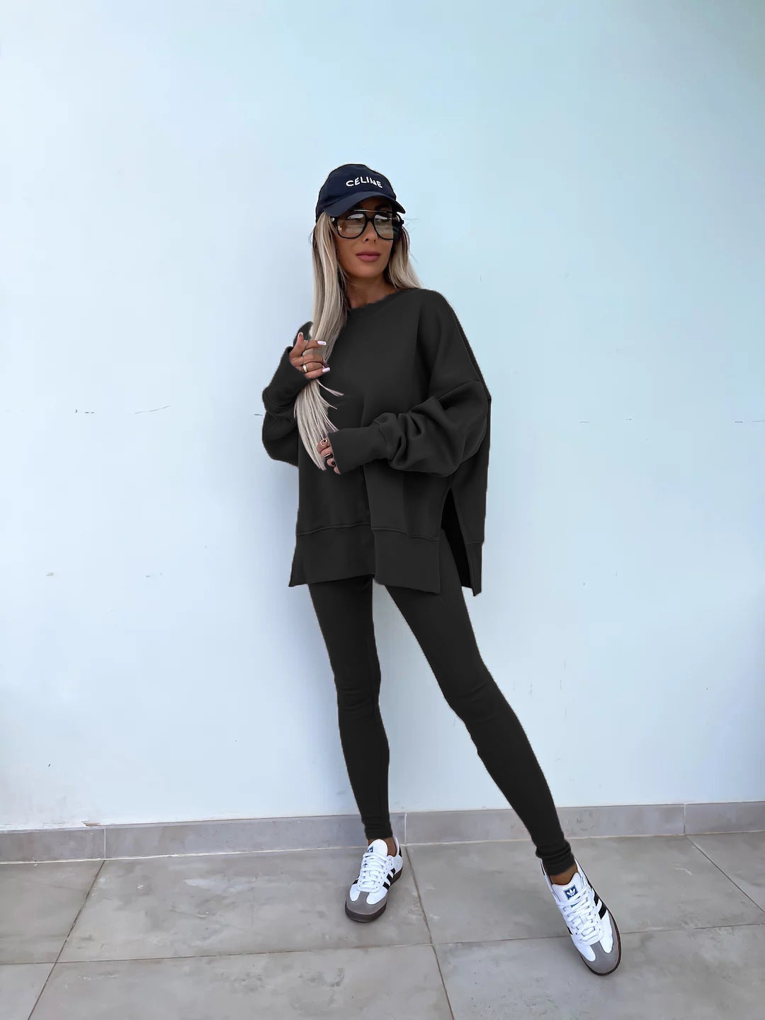 Women's Spring and Autumn Sports Hoodie Long Sleeve Solid Color Hoodie Casual Set Yoga Two Piece Set Outdoor Running Fitness Set