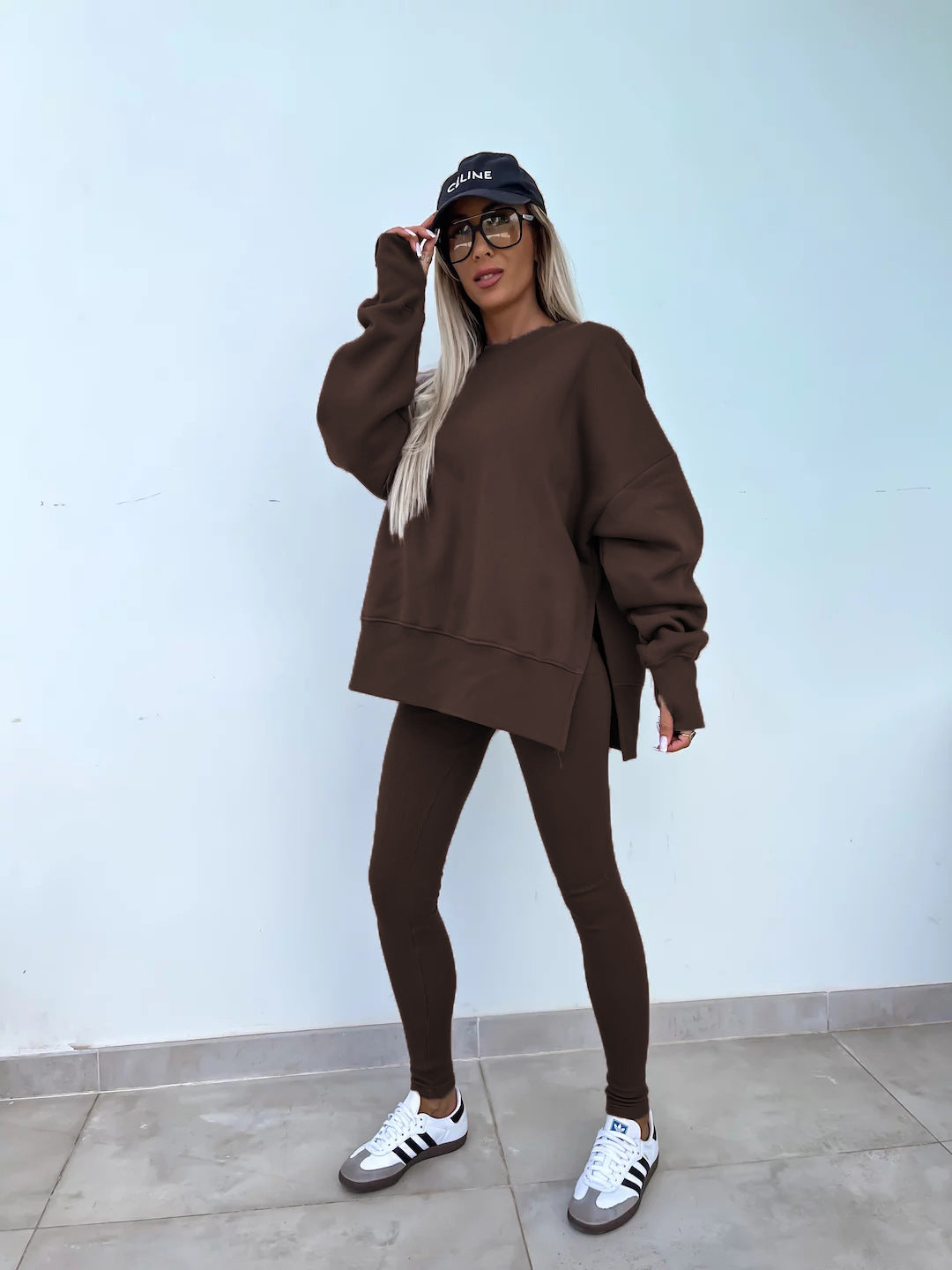 Women's Spring and Autumn Sports Hoodie Long Sleeve Solid Color Hoodie Casual Set Yoga Two Piece Set Outdoor Running Fitness Set