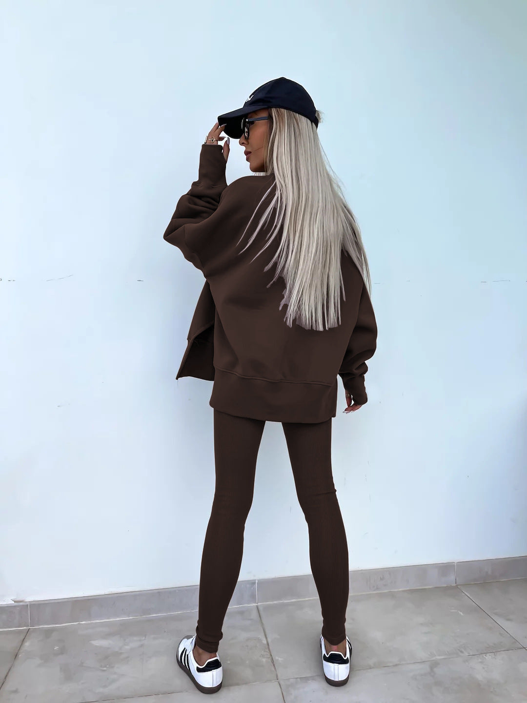 Women's Spring and Autumn Sports Hoodie Long Sleeve Solid Color Hoodie Casual Set Yoga Two Piece Set Outdoor Running Fitness Set
