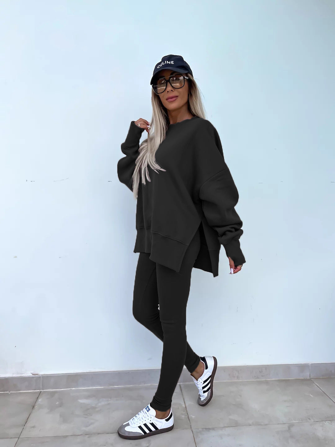 Women's Spring and Autumn Sports Hoodie Long Sleeve Solid Color Hoodie Casual Set Yoga Two Piece Set Outdoor Running Fitness Set