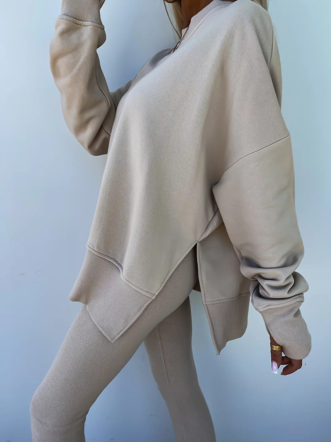 Women's Spring and Autumn Sports Hoodie Long Sleeve Solid Color Hoodie Casual Set Yoga Two Piece Set Outdoor Running Fitness Set
