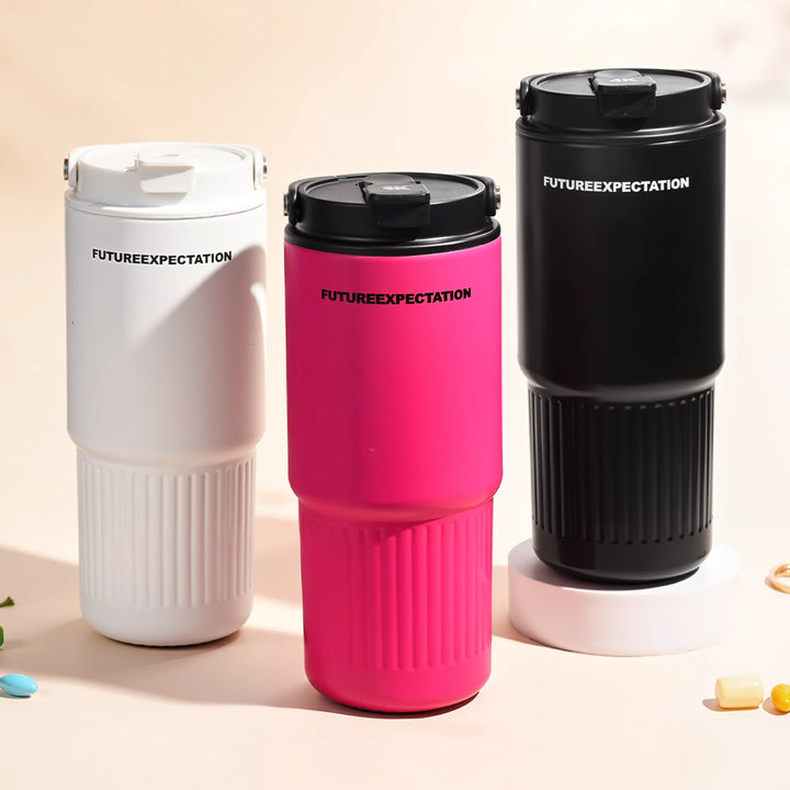 800ml/27oz Reusable Tumbler Stainless Steel Vacuum Insulated Water Bottle For Home, Office, Car Leak Resistant Flip Cap Keeps Dr