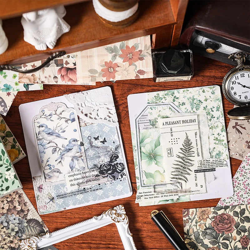 Mr. Paper 600pcs Bewitching Flower Cranberry Garden Series Material Paper DIY Material Collage Scrapbook Diary Notebook Photo