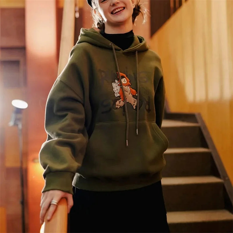 Unisex Embroidered Hoodie Sweatshirt with Long Sleeves Lightweight Streetwear Pullover for Men and Women Casual Tracksuit Top