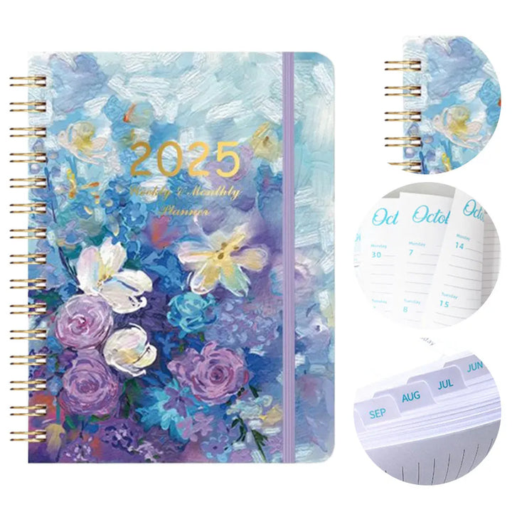 2025 A5 Notebook with Monthly Tabs Weekly Planner Notebook Calendar Planner for Office School