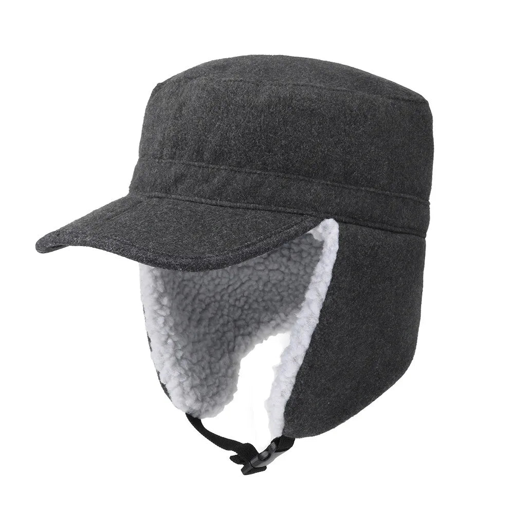 Winter Warm Earflap Fleece Hat with Visor Military Hunting Ski Hat for Men Women