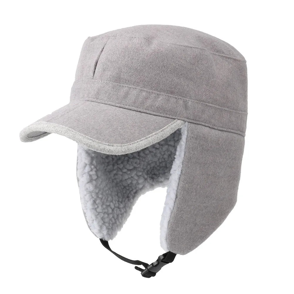 Winter Warm Earflap Fleece Hat with Visor Military Hunting Ski Hat for Men Women
