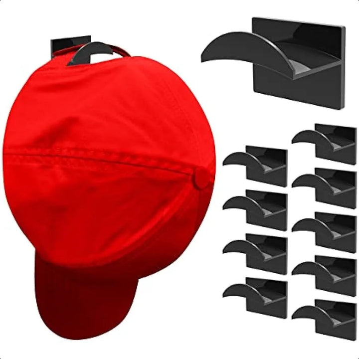 10 PCS Adhesive Hat Hooks for Wall Strong Hold Hat Hangers Minimalist Hat Rack Design No Drilling Hat Hooks for Baseball Caps H