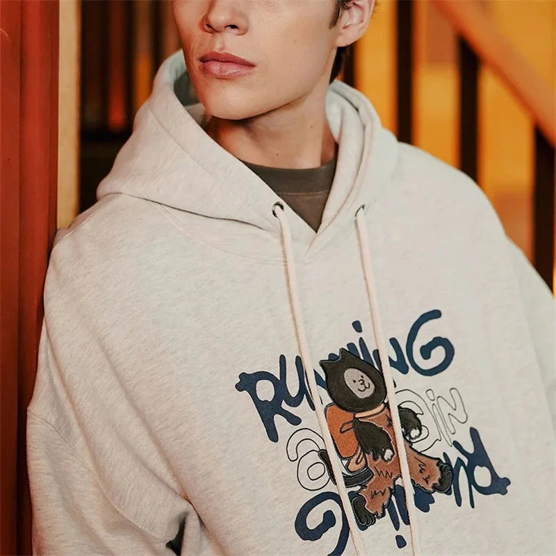 Unisex Embroidered Hoodie Sweatshirt with Long Sleeves Lightweight Streetwear Pullover for Men and Women Casual Tracksuit Top