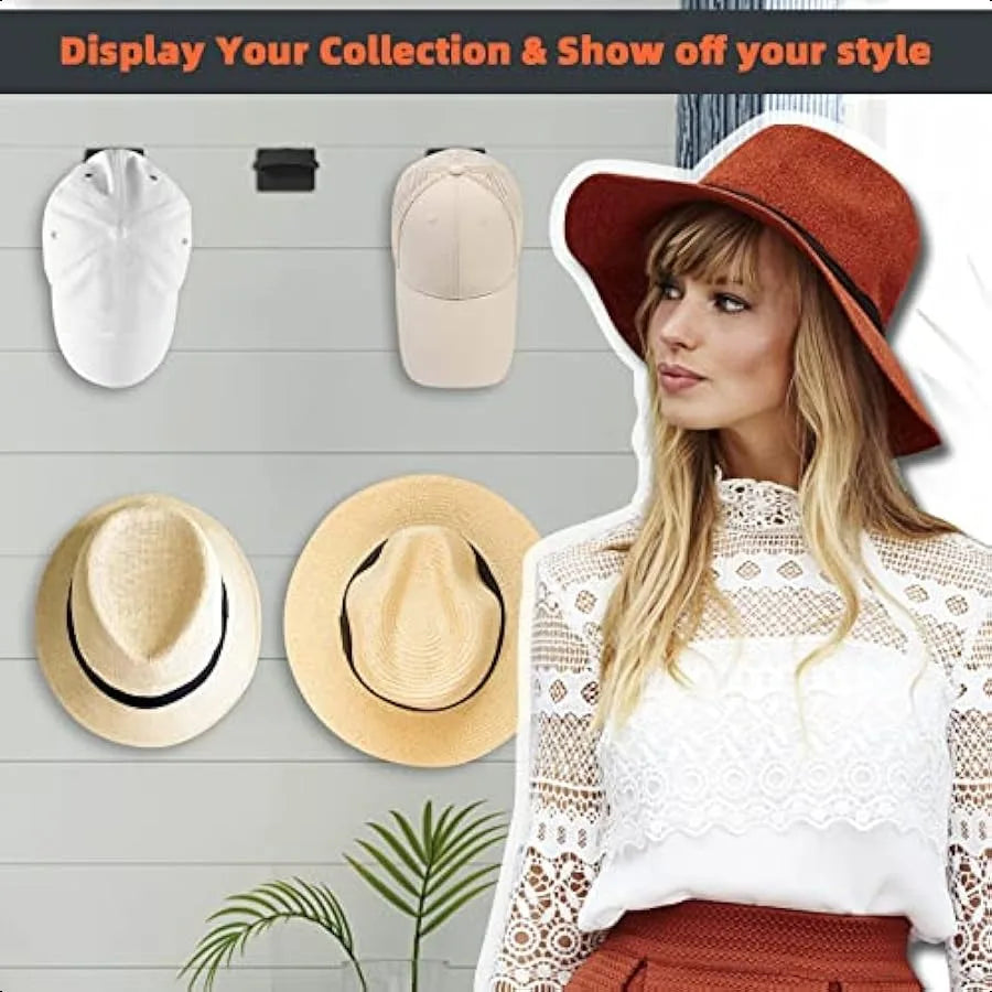 10 PCS Adhesive Hat Hooks for Wall Strong Hold Hat Hangers Minimalist Hat Rack Design No Drilling Hat Hooks for Baseball Caps H