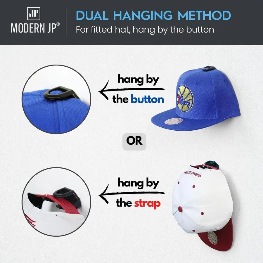 Adhesive Hat Hooks for Wall 16Pack Hat Rack for Baseball Caps Minimalist Hat Display Strong Hold Hat Hangers for Wall USA Paten