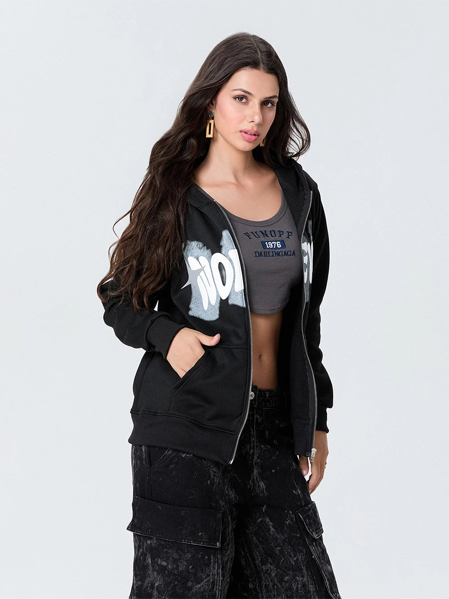 Women s Pullover Hoodie with Floral Print and Front Pocket Long Sleeve Casual Sweatshirt with Drop Shoulder Design and Zipper