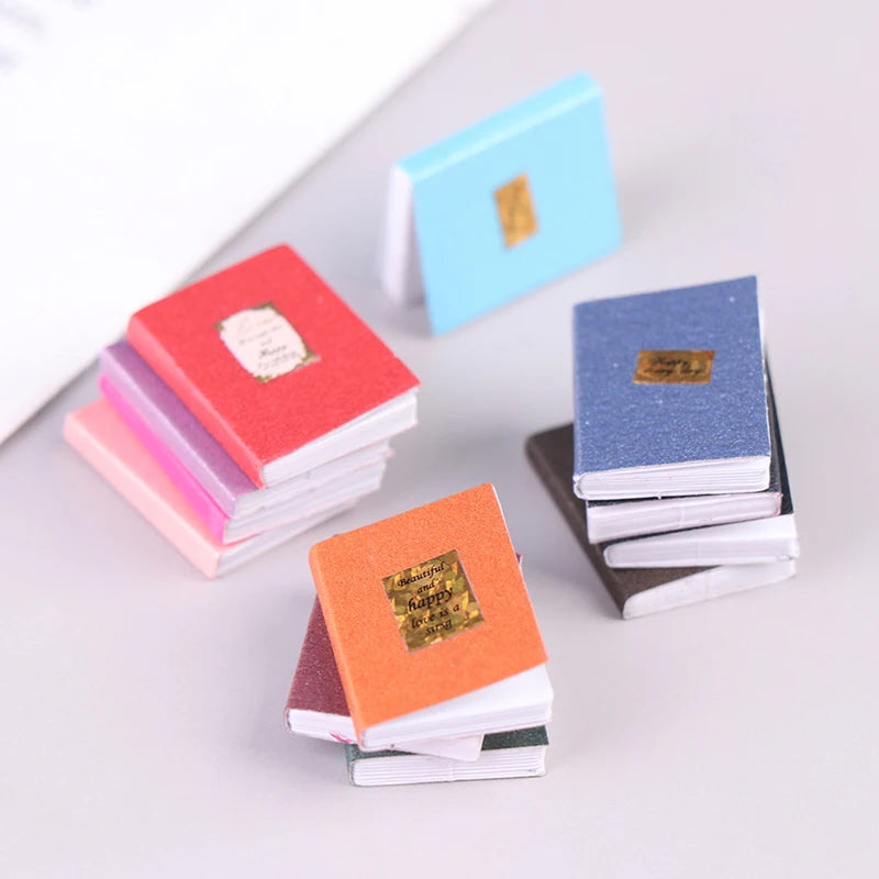 12Pcs/set 1:12 Dollhouse Miniature Book Model Notebook Doll House Study Decor