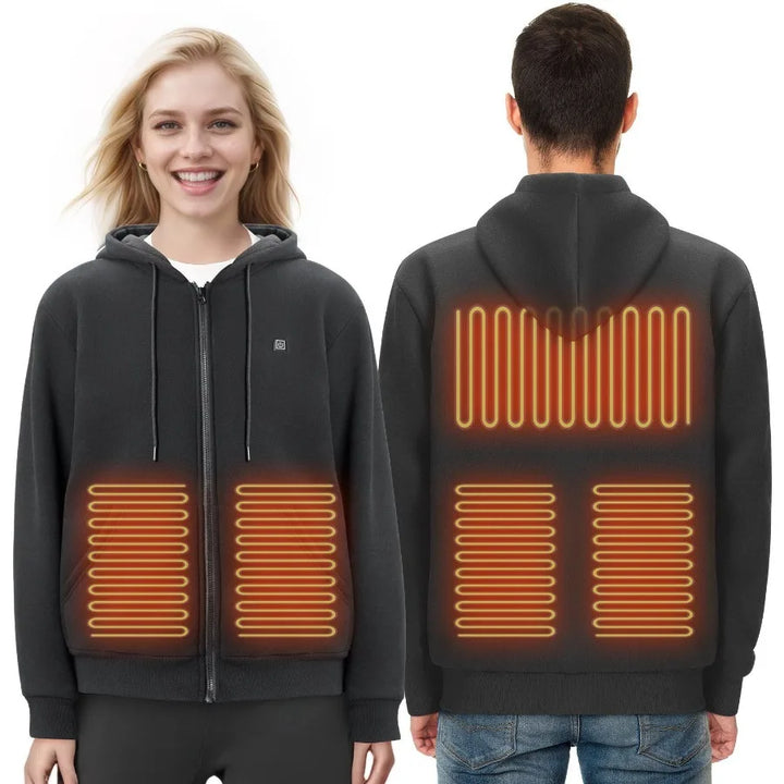 Heated Hoodie Sweatshirt Zip Up Unisex with Battery for MenWomen S Black