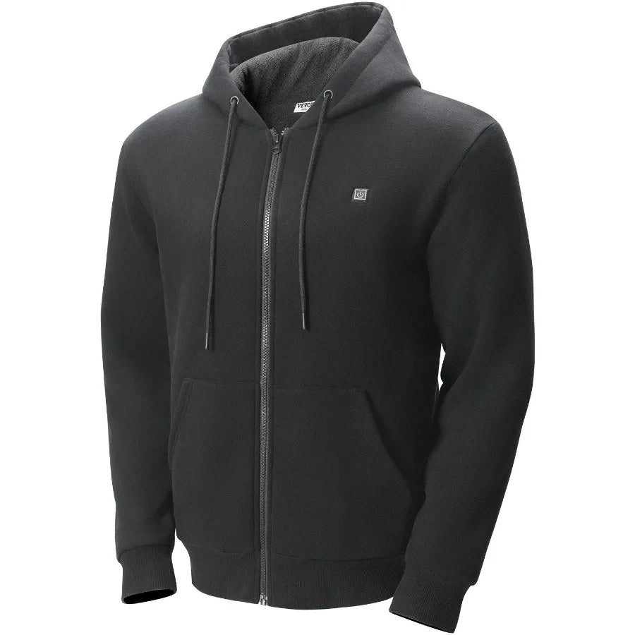 Heated Hoodie Sweatshirt Zip Up Unisex with Battery for MenWomen S Black