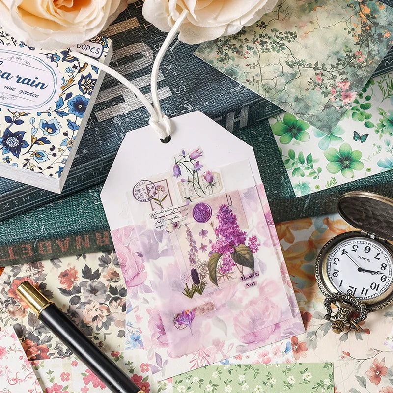 Mr. Paper 600pcs Bewitching Flower Cranberry Garden Series Material Paper DIY Material Collage Scrapbook Diary Notebook Photo
