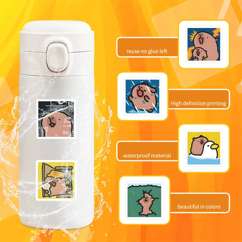 100pcs Cartoon Capybara Stickers Decoration DIY Phone Notebook Suitcase Laptop Fridge Decals Kids Gift Toys