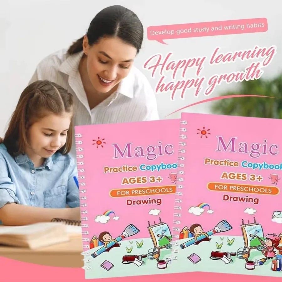 Reusable Magic Copybook Drawing Toys Pen Control Training Writing for 3D Magic Notebook Writing Lettering Calligraphy Notebooks
