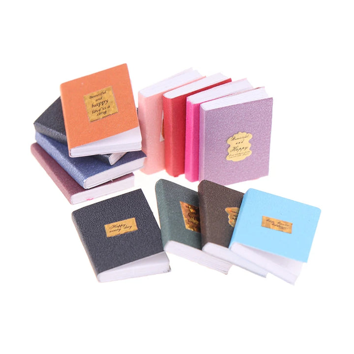 12Pcs/set 1:12 Dollhouse Miniature Book Model Notebook Doll House Study Decor