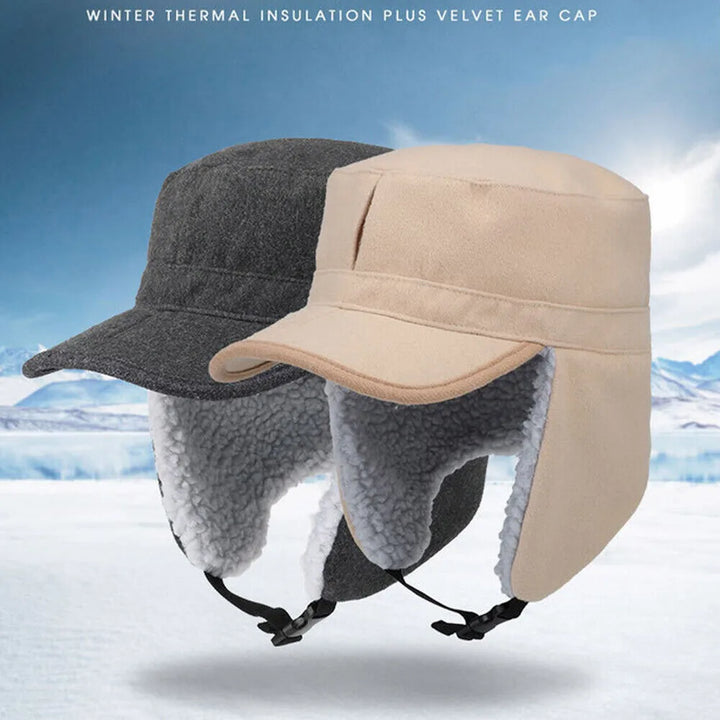 Winter Warm Earflap Fleece Hat with Visor Military Hunting Ski Hat for Men Women