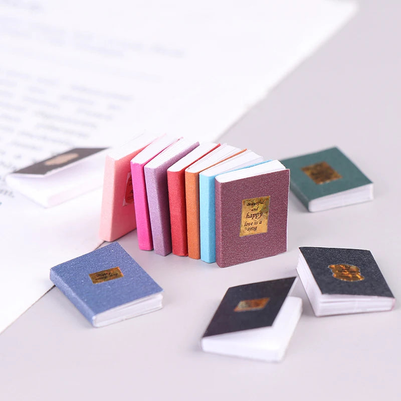 12Pcs/set 1:12 Dollhouse Miniature Book Model Notebook Doll House Study Decor