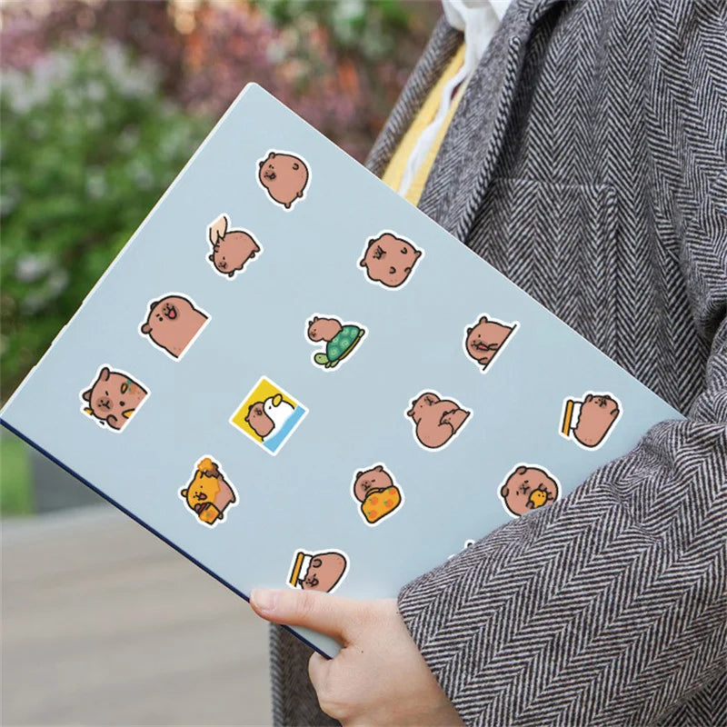 100pcs Cartoon Capybara Stickers Decoration DIY Phone Notebook Suitcase Laptop Fridge Decals Kids Gift Toys
