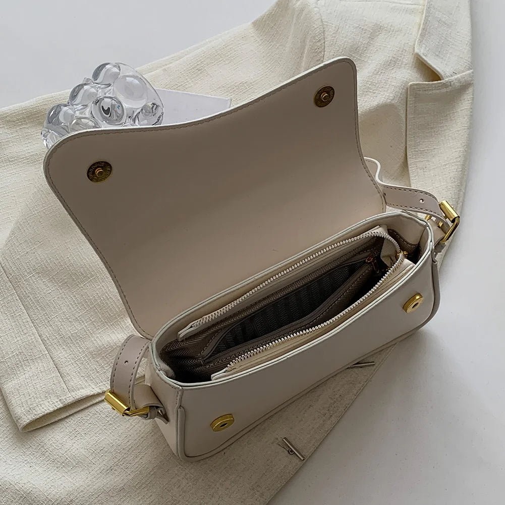 Women Satchel Tote Bag PU Leather Underarm Bag Buckle Flap Shoulder Bag Trendy Armpit Hobo Bag Shopper Bag