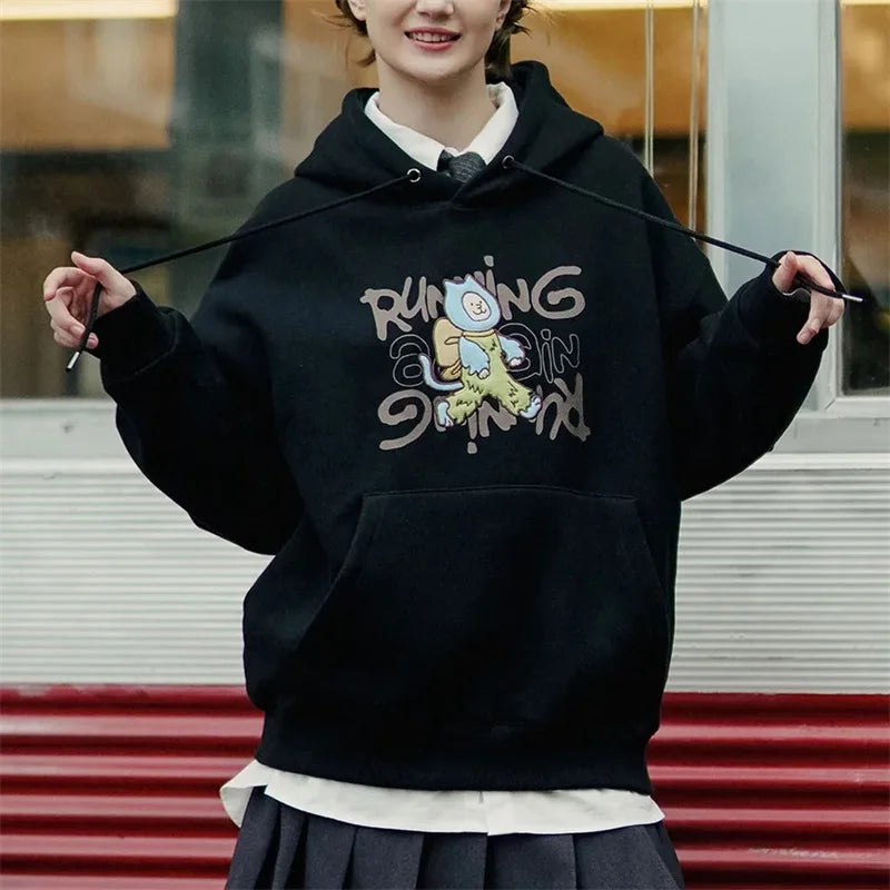 Unisex Embroidered Hoodie Sweatshirt with Long Sleeves Lightweight Streetwear Pullover for Men and Women Casual Tracksuit Top