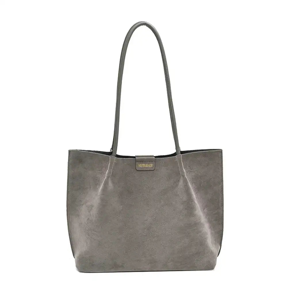 Women Vintage Tote Bag Large Capacity Suede Slouchy Tote Handbag Retro Top-Handle Bag Female Commute Bag