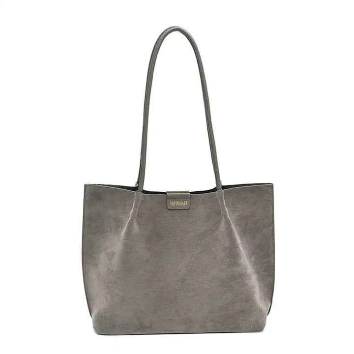 Women Vintage Tote Bag Large Capacity Suede Slouchy Tote Handbag Retro Top-Handle Bag Female Commute Bag