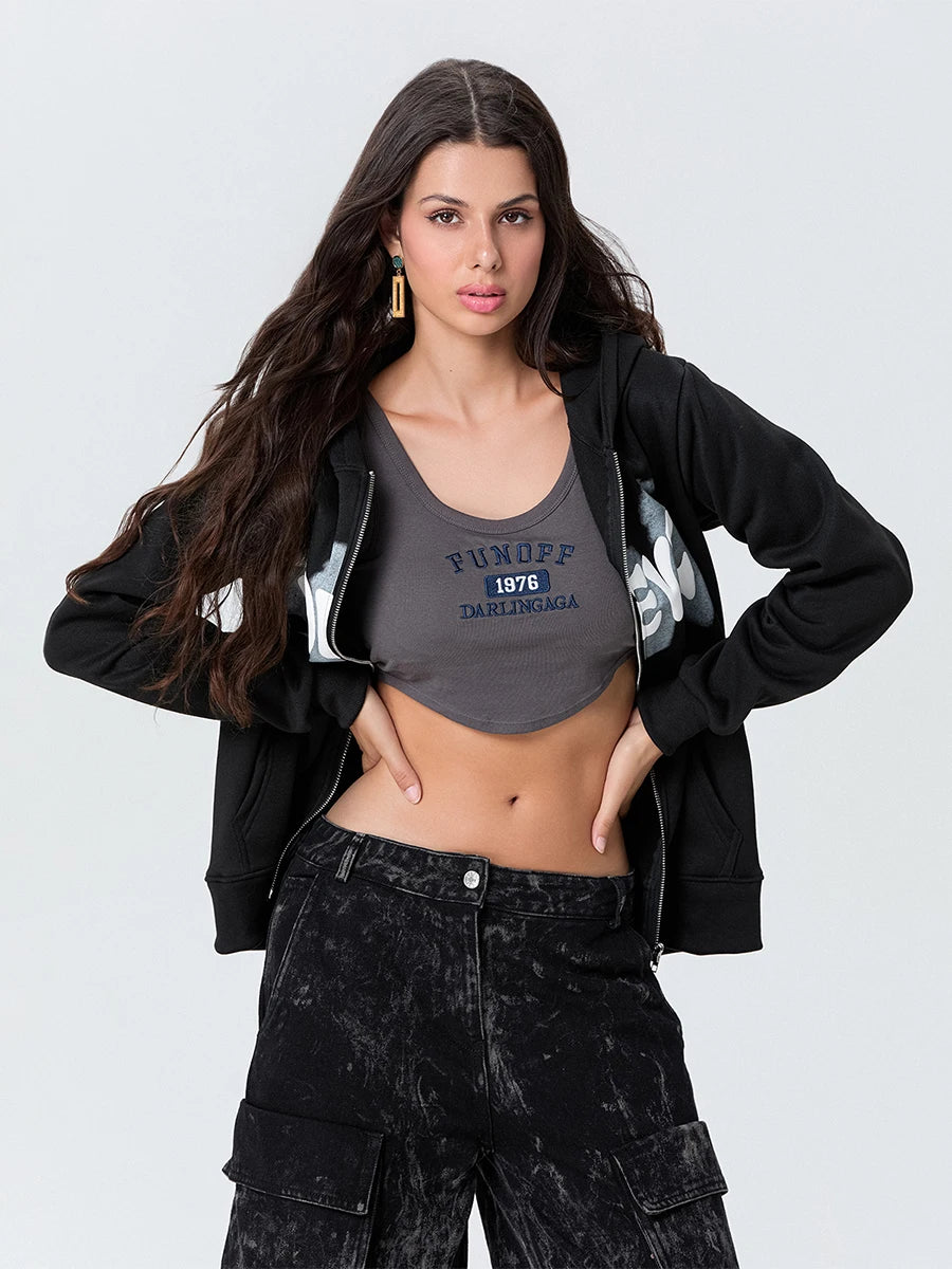 Women s Pullover Hoodie with Floral Print and Front Pocket Long Sleeve Casual Sweatshirt with Drop Shoulder Design and Zipper