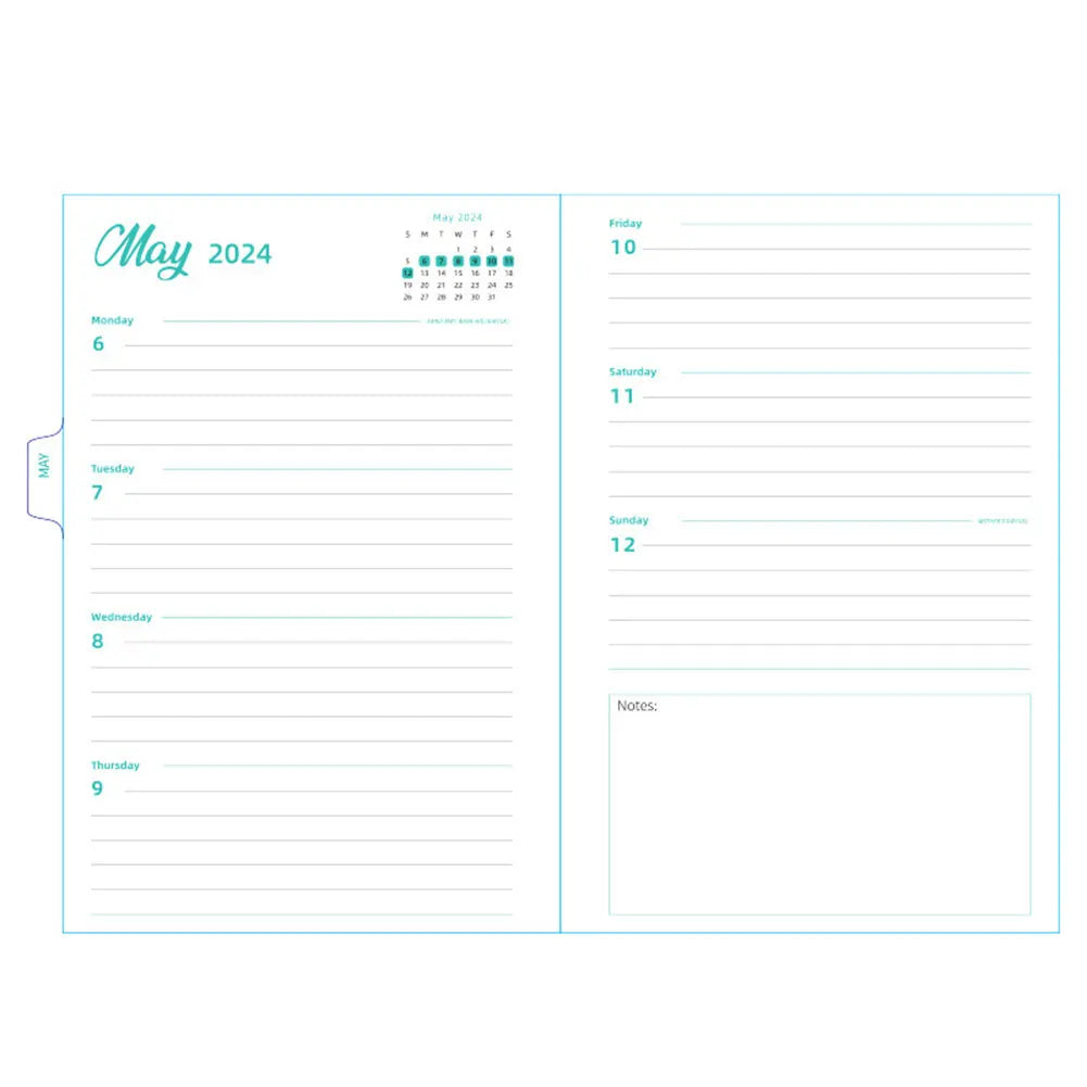 2025 A5 Notebook with Monthly Tabs Weekly Planner Notebook Calendar Planner for Office School