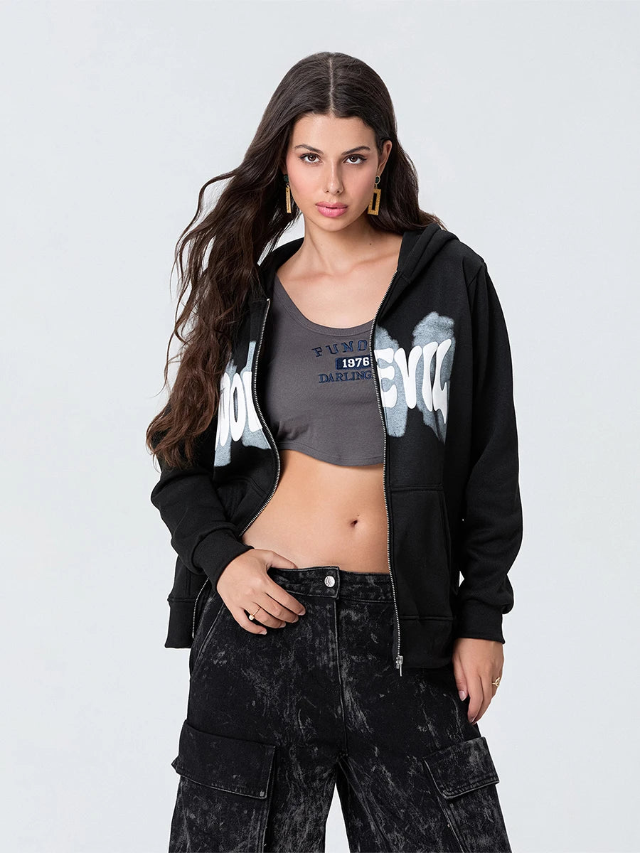 Women s Pullover Hoodie with Floral Print and Front Pocket Long Sleeve Casual Sweatshirt with Drop Shoulder Design and Zipper