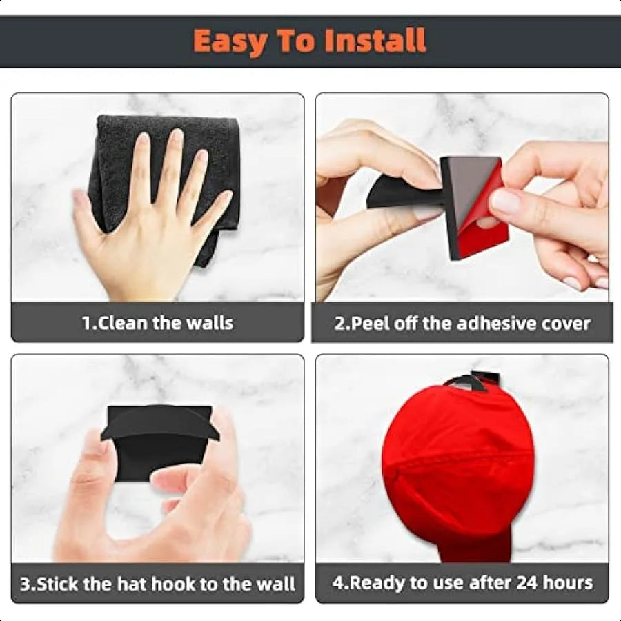 10 PCS Adhesive Hat Hooks for Wall Strong Hold Hat Hangers Minimalist Hat Rack Design No Drilling Hat Hooks for Baseball Caps H