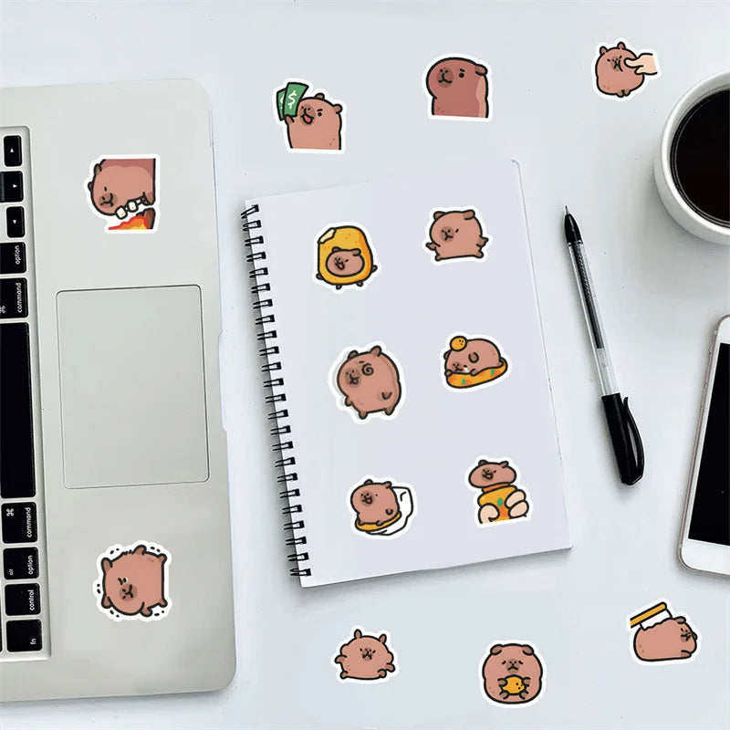 100pcs Cartoon Capybara Stickers Decoration DIY Phone Notebook Suitcase Laptop Fridge Decals Kids Gift Toys