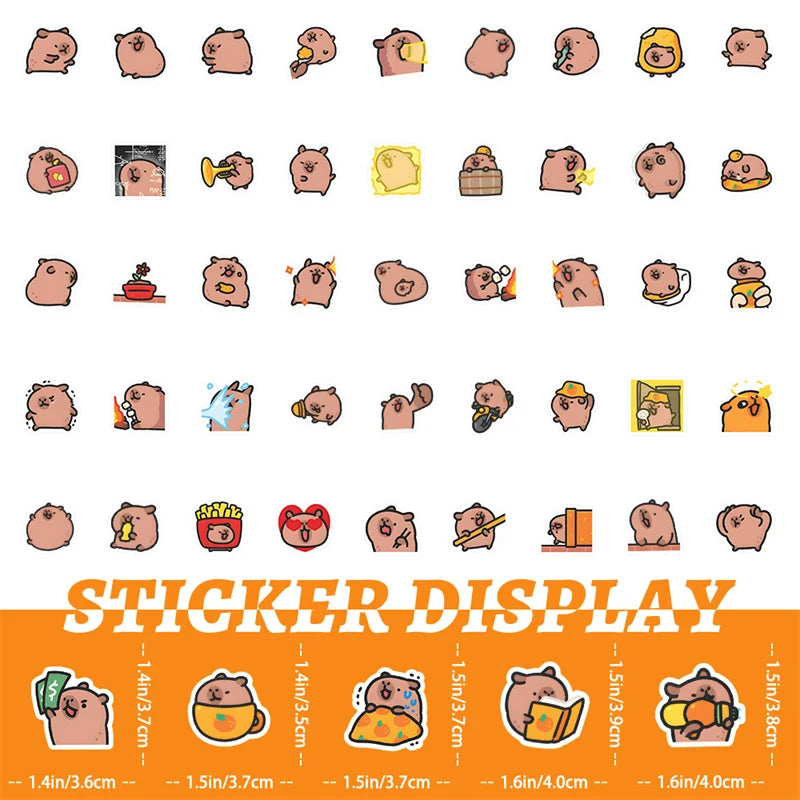 100pcs Cartoon Capybara Stickers Decoration DIY Phone Notebook Suitcase Laptop Fridge Decals Kids Gift Toys