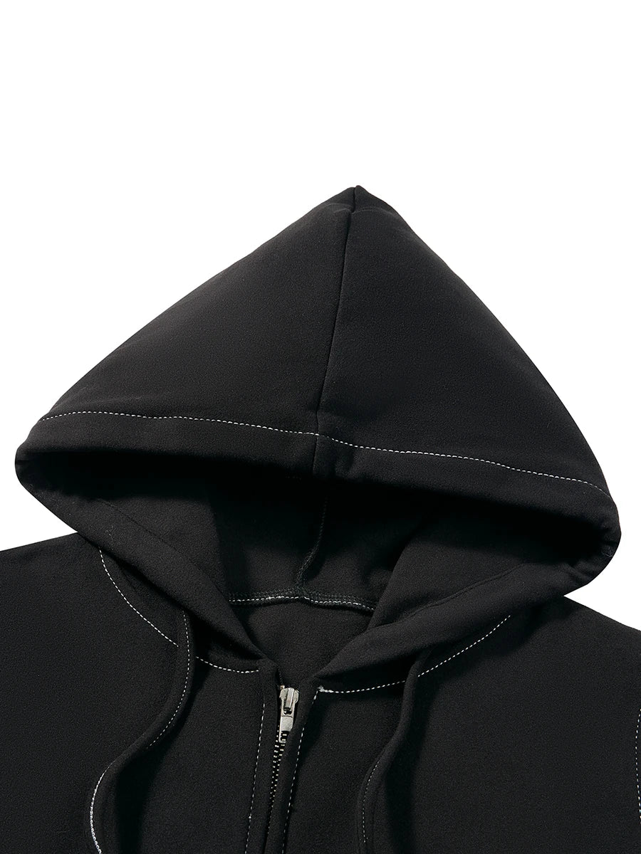 Women s Cozy Retro Hoodie with Unique Embroidered Details and Stylish Zipper Closure for a Chic Casual Look