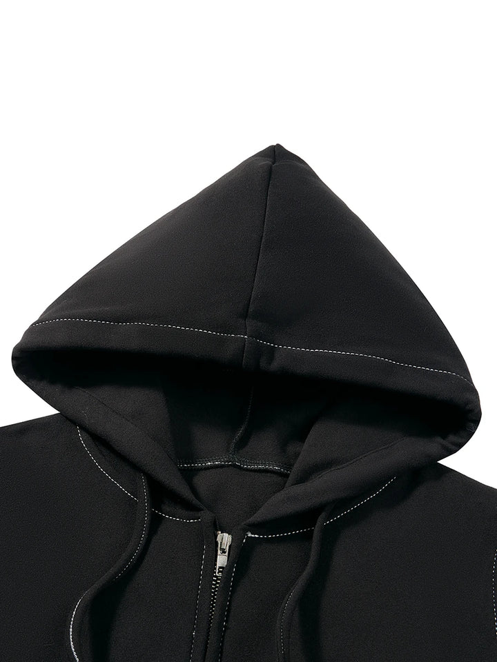 Women s Cozy Retro Hoodie with Unique Embroidered Details and Stylish Zipper Closure for a Chic Casual Look
