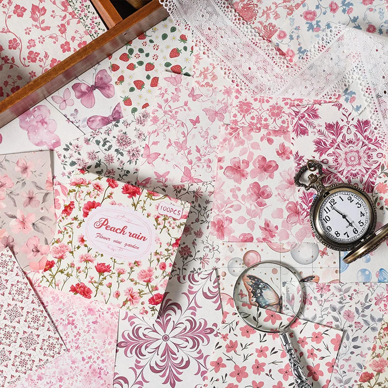 Mr. Paper 600pcs Bewitching Flower Cranberry Garden Series Material Paper DIY Material Collage Scrapbook Diary Notebook Photo