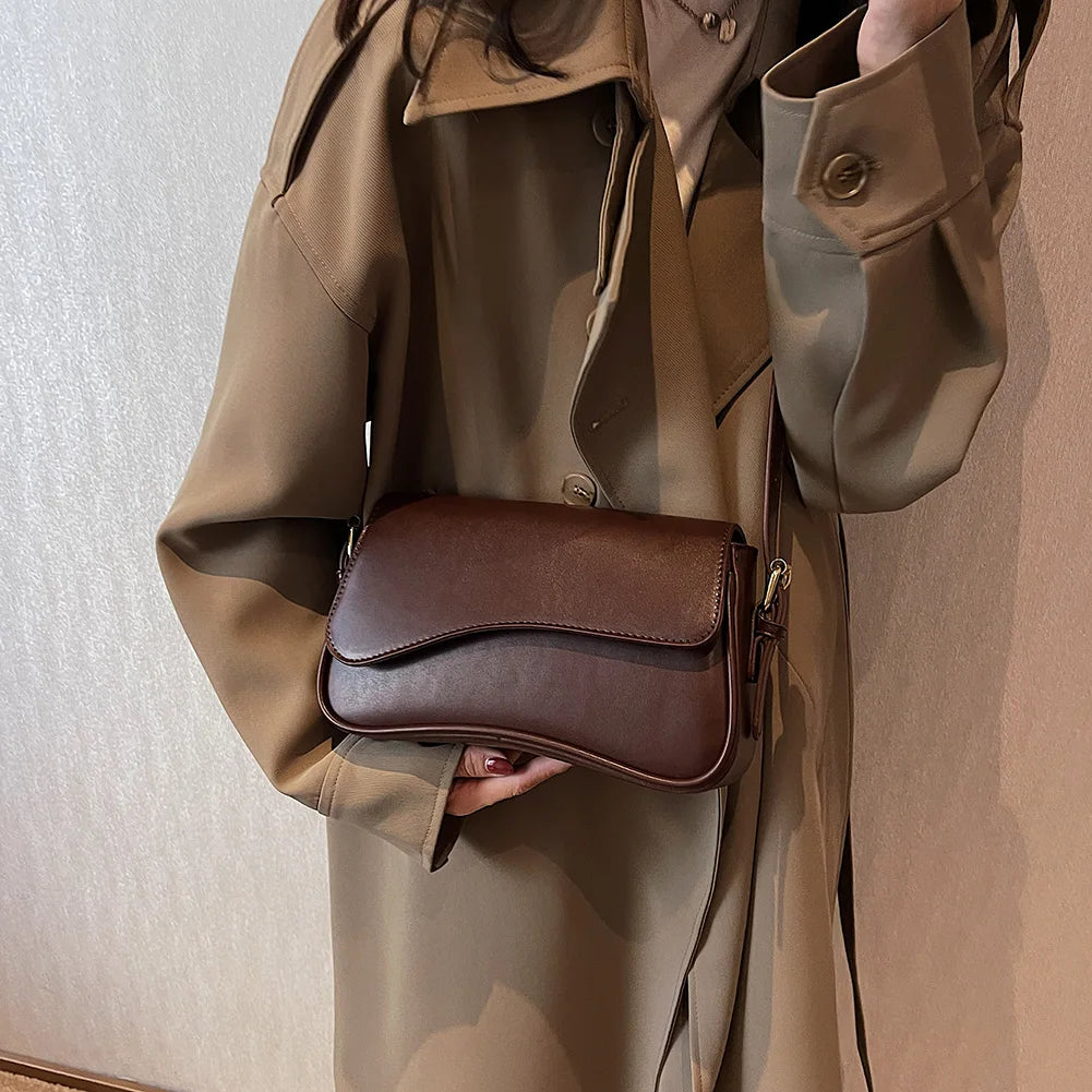 Women Satchel Tote Bag PU Leather Underarm Bag Buckle Flap Shoulder Bag Trendy Armpit Hobo Bag Shopper Bag