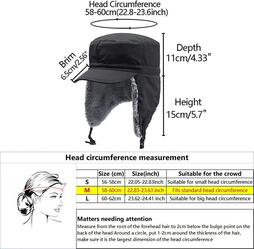 Winter Warm Earflap Fleece Hat with Visor Military Hunting Ski Hat for Men Women