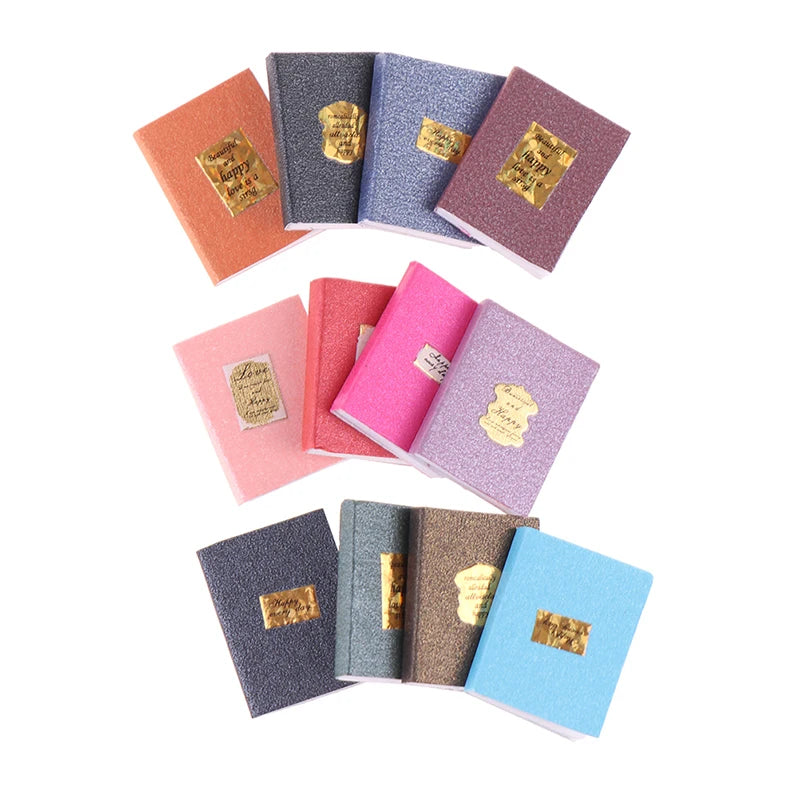 12Pcs/set 1:12 Dollhouse Miniature Book Model Notebook Doll House Study Decor