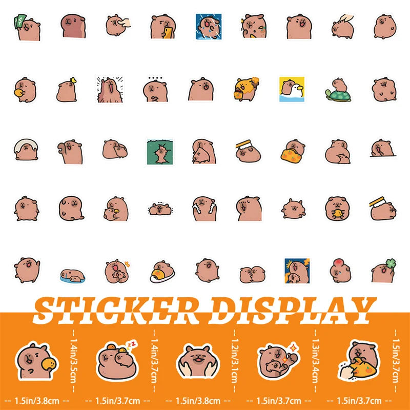 100pcs Cartoon Capybara Stickers Decoration DIY Phone Notebook Suitcase Laptop Fridge Decals Kids Gift Toys
