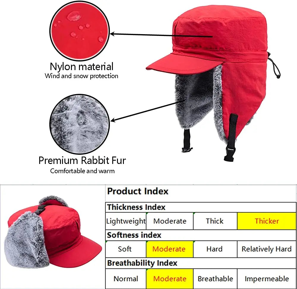 Winter Warm Earflap Fleece Hat with Visor Military Hunting Ski Hat for Men Women