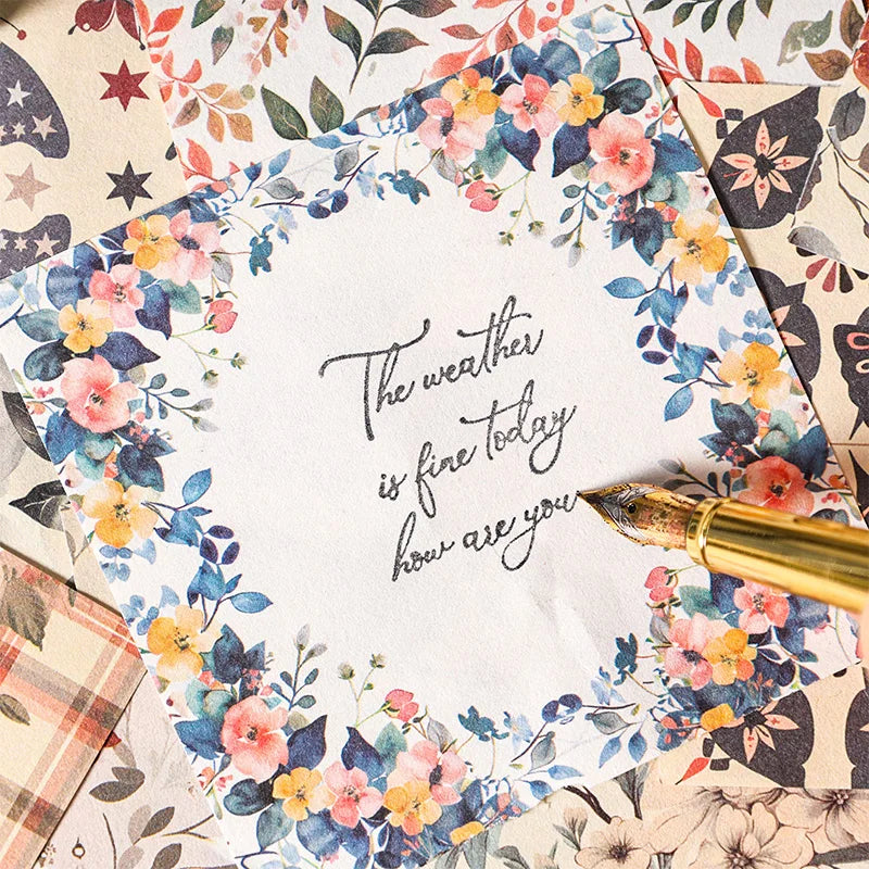 Mr. Paper 600pcs Bewitching Flower Cranberry Garden Series Material Paper DIY Material Collage Scrapbook Diary Notebook Photo