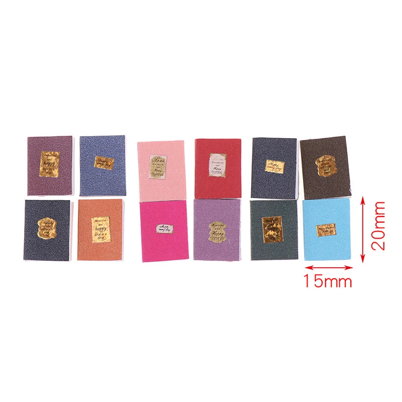 12Pcs/set 1:12 Dollhouse Miniature Book Model Notebook Doll House Study Decor
